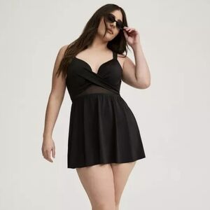Torrid Underwire Wrap Front Swim Dress  Black Size 0x C/D NWT